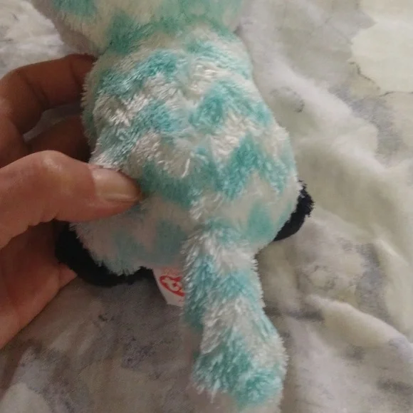 Ty Beanie Boos ATLAS the Aqua Chevron Fox Stuffed Animal - Picture 14 of 16